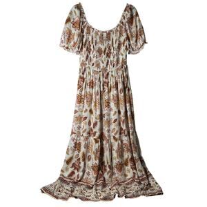 Zesica Floral Smocked Scoop Neck Puff Sleeve Maxi Dress S NWT